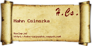Hahn Csinszka névjegykártya